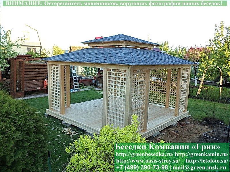 Деревянная Садовая Беседка 'Шатер Для Дачи 4,5х4,5' - Фото № 8