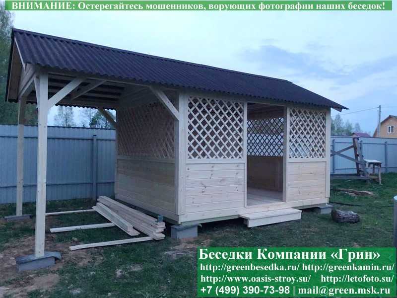 Садовая Беседка Для Дачи 'Домик С Навесом 3х6' - Фото № 9
