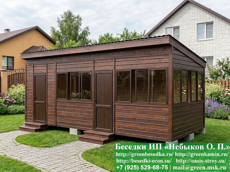 Застекленная Беседка С Хозблоком, Сараем Для Дачи 3х7 - Фото № 4