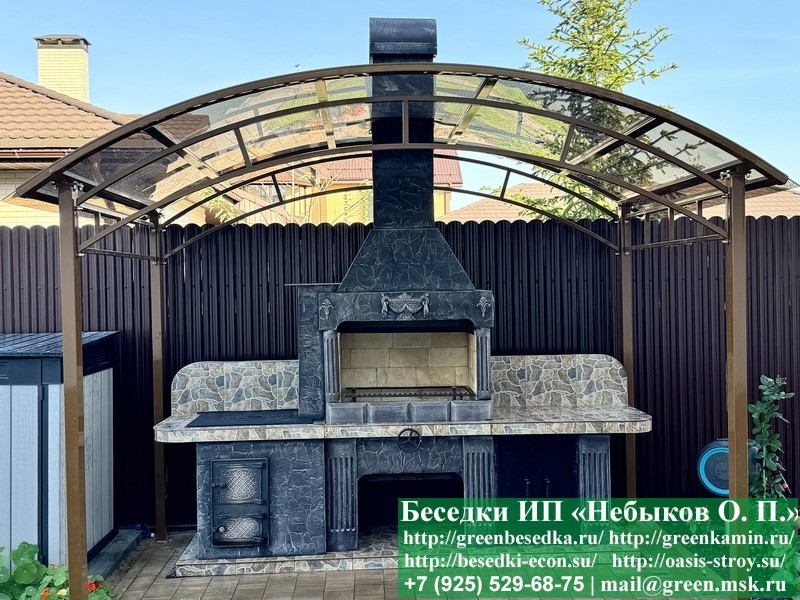 Печь-барбекю №21 с плитой и мойкой: монтаж в Москве и по юго-востоку